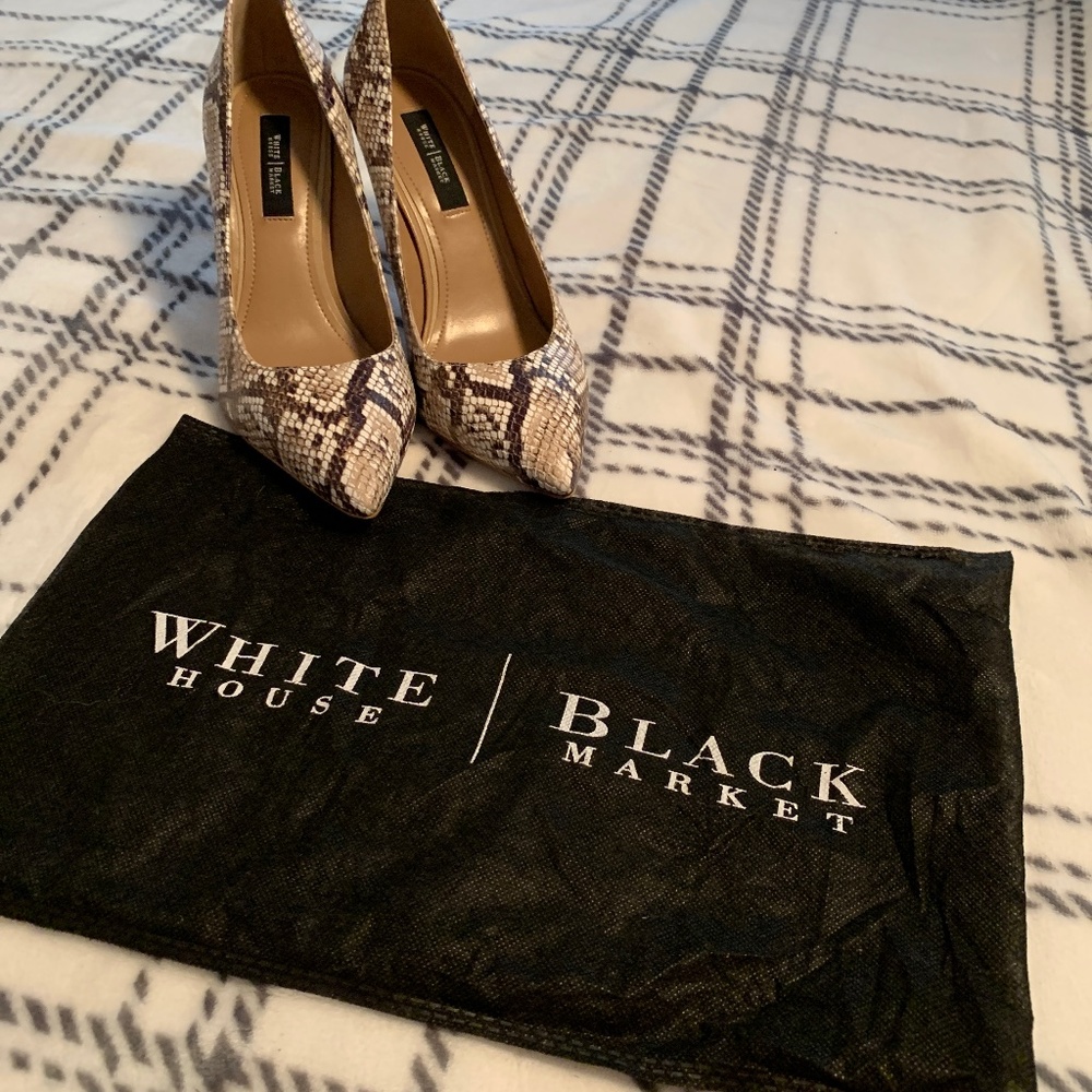 White House Black Market Olivia Leather Exotic Print Pumps